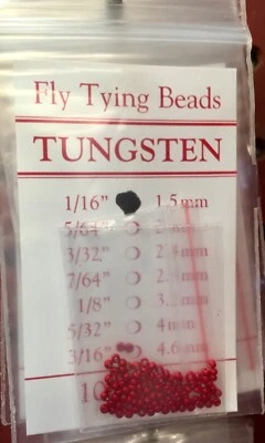  Tungsten Beads 100 Ct. Blood Red All Sizes 1/16 to 3/16 100 Count  - Image 1 of 4