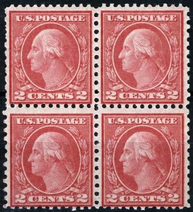 US Sc 540 Carmine 2¢ 1919 p.11x10 UnWmk Original Gum Light Hinge/NH Block of 4 - Picture 1 of 1