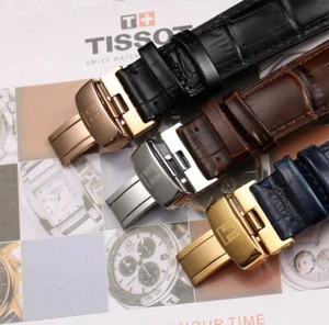 Tissot Watch Strap + buckle, Leather strap/bracelet 18mm,19mm,20mm,21mm wide - Picture 1 of 14