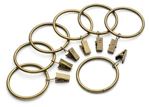 Metal Curtain Clip Rings 2 Inch Interior Diameter Set of 14 Antique Bronze - Picture 1 of 1