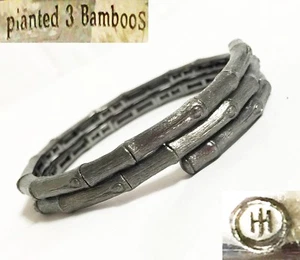 $650 John Hardy XS Pianted 3 Bamboos Brushed Silver Double Coil Bangle Bracelet - Picture 1 of 12