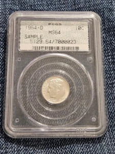 PCGS Doily Sample Slab 1964-D Roosevelt Dime MS64 - Intact outer ring - Picture 1 of 2