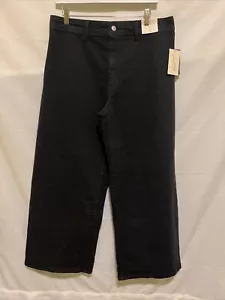 NUEVO Pantalones de mezclilla Universal Thread para mujer 14 negros tiro alto marinero pierna ancha elásticos - Imagen 1 de 16