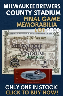 Milwaukee Brewers County Stadium Final Game Ticket Yearbook Program Lot 2000 - Image 1 of 4