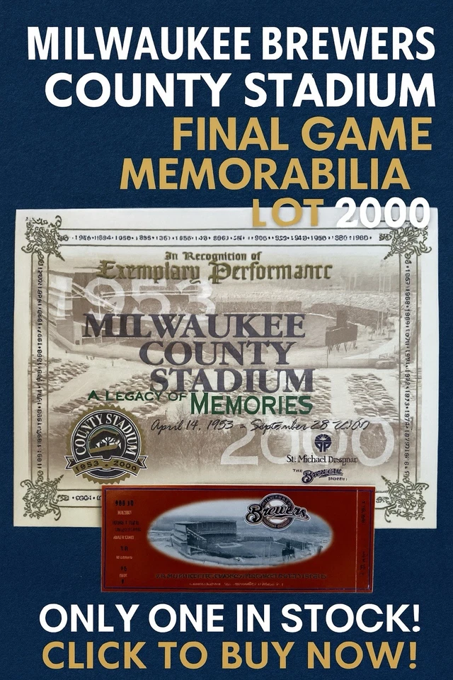 Milwaukee Brewers County Stadium Final Game Ticket Yearbook Program Lot 2000 - Image 1 of 4