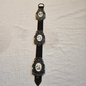 Vintage Samt Wandbehang Gold Silhouette Medaillons Viktorianisches Paar 20"... - Bild 1 von 5