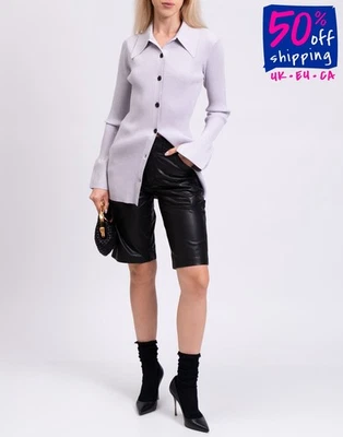 PVP €1010 RAG & BONE Bermudas de Cuero US00 UK4 IT36 XXS Negro tiro Alto Foto 1 de 4