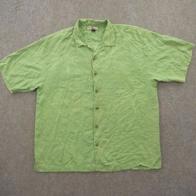 Camisa Tommy Bahama Para Hombre Extra Grande Verde Botón Manga Larga Floral Seda Foto 1 de 4