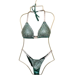 Competition Bikini – Green with Crystal Embellishments - Bild 1 von 5