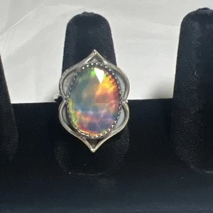 Anello opale aurora rosa sfaccettato, anello in argento sterling 925, gioielli minimalisti - Foto 1 di 23