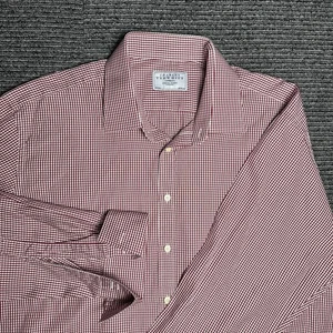 Charles Tyrwhitt Men’s Slim Fit Dress Shirt 18x37 Red Check French Cuff - Picture 1 of 6
