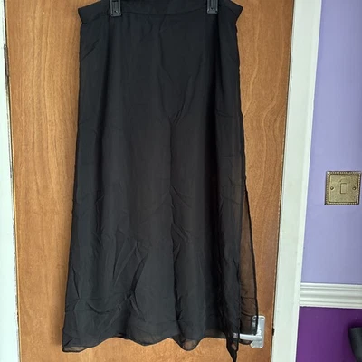 George Size 16 Black Mini Skirt With Chiffon Longer Overlay Elasticated Waist - Image 1 of 4