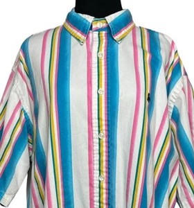 Club de caza con botones de colección para hombre XL neón occidental multicolor manga corta años 90 Y2K - Imagen 1 de 8