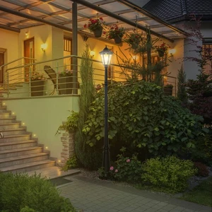 8' Outdoor Solar Light Post, All Weather, Motion Activated Sensor Lamp, Black - Picture 1 of 11