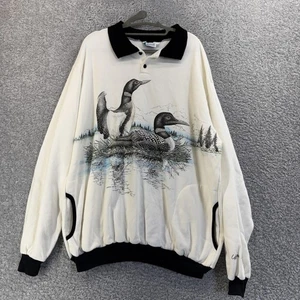 Vintage AU Sportswear Sweatshirt Mens 2XL White Loons Pullover Made USA 90s Art - Picture 1 of 8