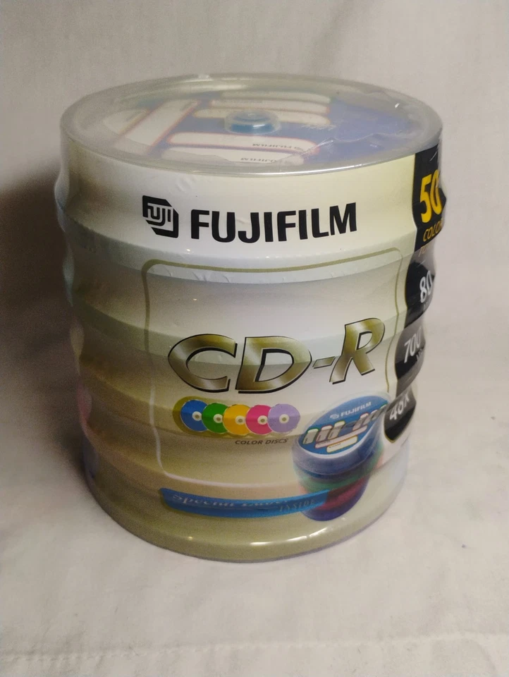 FujiFilm CD-R 50 Pack COLOR  – 700MB 80min 48x – Unopened Spindle Tower DISC🗼 - Image 1 of 4