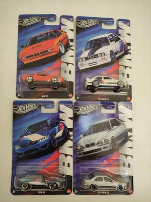 Lotto 4x Hot Wheels Mattel Silver Series BMW M1 M3 M4 M5 Scala 1/64-C3 - Immagine 1 di 4