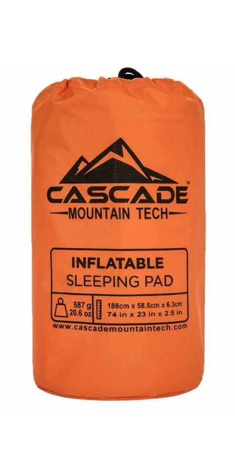 Cascade Mountain Tech, Inflatable Sleeping Pad with Pillow Outdoor Camping New - Image 1 of 4