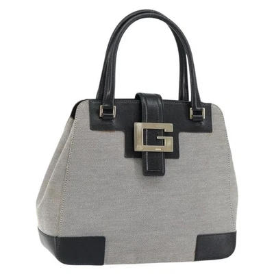 GUCCI Hand Bag Canvas Leather Gray Gold Auth ep11846 - Image 1 of 4