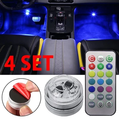 4Set LED Light Car Interior Accessories Atmosphere Lamp W/ Remote Control Kits - Image 1 of 4