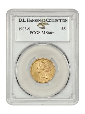 1903-S $5 PCGS MS66+ ex: D.L. Hansen - Liberty Head $5 - Image 1 of 4