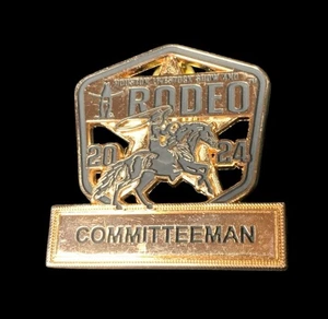 2024 Houston Livestock Show und Rodeo COMMITTEEMAN Metall Abzeichen Pin zwei Zoll - Bild 1 von 4