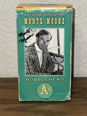2013 Monte Moore Bobblehead Auto Porterville A's Oakland Athletics World Series - Image 1 of 4