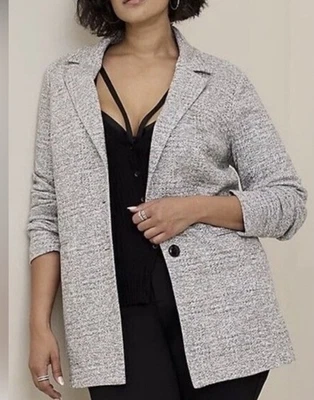Blazer feminino de malha Torrid cinza branco urze tamanho 3 3X - Imagem 1 de 4