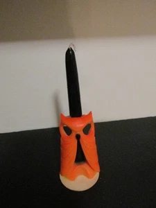 Vintage Gurley Orange & Schwarz Eule Kerze - Bild 1 von 4