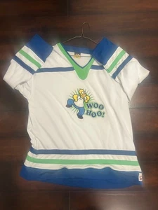Camiseta de hockey Homer Simpson L/XL Woo Hoo blanca Los Simpson - Imagen 1 de 3