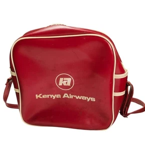 Vintage Kenya Airways Red Vinyl Travel Bag - Picture 1 of 10