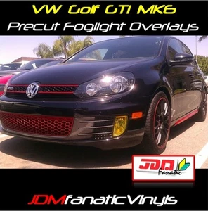 YELLOW Fog Light Overlays Tint JDM EDM (Fits: 2011 VW MK6 GTI) - Picture 1 of 2
