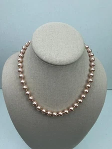 Charter Club Silver-Tone Pink Imitation Pearl (8mm) Collar Necklace 16″ NWT #77 - Picture 1 of 5