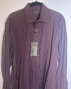 Joseph Abboud Long Sleeve Shirt Maroon Medium Men's Print 100% Cotton $98 NWT - Picture 1 of 9