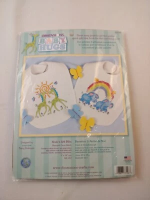 Dimensions/Baby Hugs Stamped Cross Stitch Kit 9"X14" 2/Pkg-Noah's Ark Bibs - Image 1 of 2