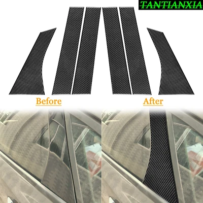 Borde de puerta trasera pilar B exterior de fibra de carbono real para Ford Focus 2011-2018 Foto 1 de 4