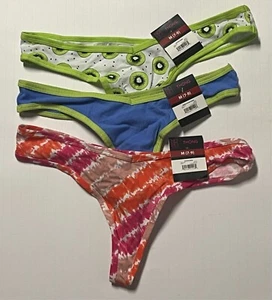 NOBO Thong Panties 3pr Cotton Blend Green Pink Blue Medium - Picture 1 of 5