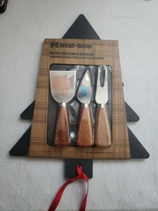 B&B Bread and Butter. Acacia & Slate Christmas tree 4 Piece Cheese Set NEW! - Picture 1 of 6