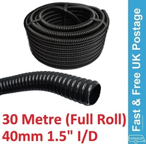 Manguera negra 30m x 40mm ID enrevesada caravana autocaravana VW cámper estanque de peces - Imagen 1 de 5