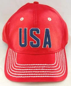 Team USA Retro Logo Embroidered Red Washed Twill Cap by American Needle - Picture 1 of 4