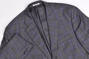 Peter Millar Blazer Men's 44R Grey Windowpane Plaid Wool Sport Coat - Picture 1 of 12