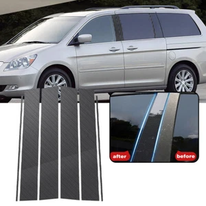 6x For  Honda Odyssey 05-10 Carbon Fiber Look Pillar Post Door Window Trim Cover - Picture 1 of 21