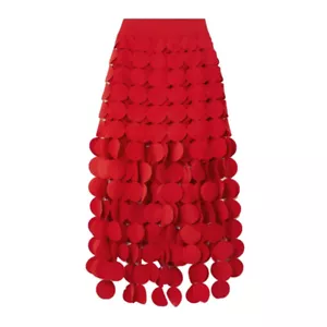 Summer Women Solid Color Round Fringe Skirt High Waisted Slim Fit A-line Skirt - Picture 1 of 15