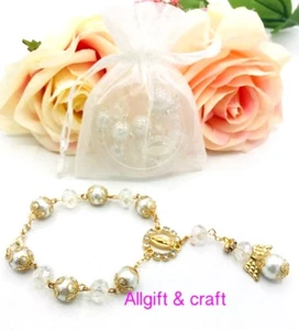 12X MINI ROSARY BAPTISM BODA XV CHRISTENING FAVORS RECUERDOS CLEAR COMMUNION - Picture 1 of 9
