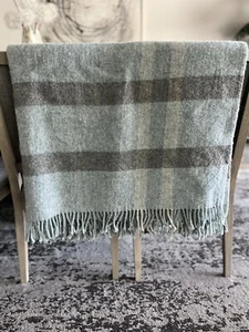 Samband of Iceland Exclusively for Landau Blue And Beige 60"×80" Wool Blanket - Picture 1 of 2