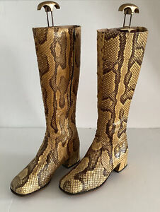 ANELLO & DAVIDE VINTAGE BOOTS REAL SNAKESKIN RARE HANDMADE UK5 MADE IN ENGLAND
