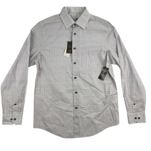 Tasso Elba Mens Grattugia Square Line Button Down Shirt Purple White S - Picture 1 of 4