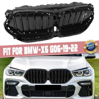 Gloss Black Front Radiator Grille Active Air Shutter For BMW X6 G06 2020-23 2024 - Image 1 of 4