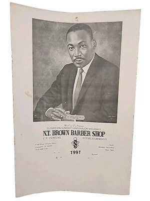 N.T. Anuncio Brown Barber Shop 1991 imagen MLK Compton CA Foto 1 de 4