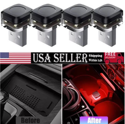 Mini USB LED Coche Luz Interior Estado de ánimo Neón Atmósfera Lámparas Ambientales Inalámbricas EE. UU. Foto 1 de 4
